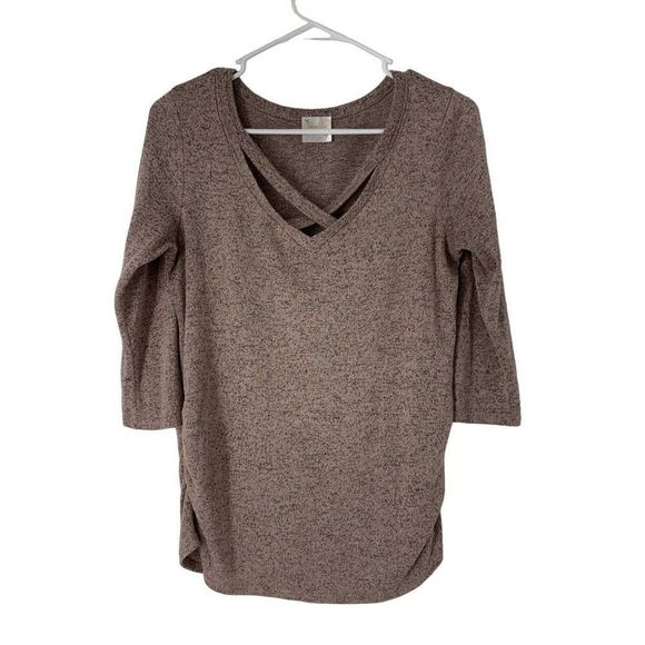 Women’s Sirenlily Maternity Top Size S V-neck Sweater Knit 5314 Fleece Cozy - Picture 1 of 9